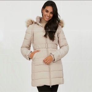 BELTED PUFFER JACKET - SAND COLOR